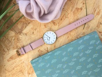 Bracelet de montre lisse rose pastel. Largeur 18mm