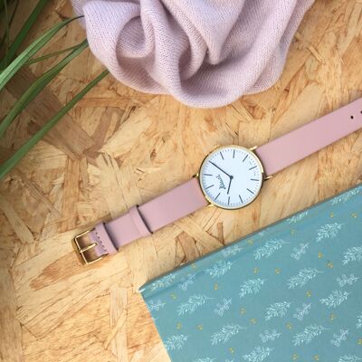 Smooth pastel pink watch strap. Width 18mm