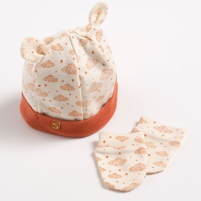 Baby cotton hat and mittens set - ORSINO