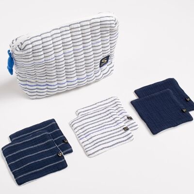 Toiletry bag in double cotton gauze and sponge squares - BABY SAILOR