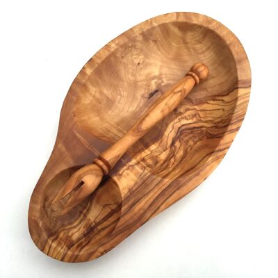 Olive bowl with olive picker handmade from olive wood
