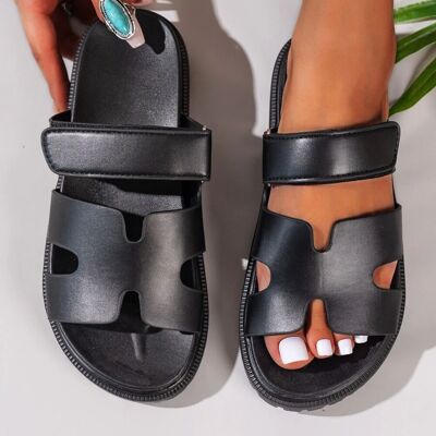 SCHWARZE SLIP-ON-SANDALEN FÜR SOMMER