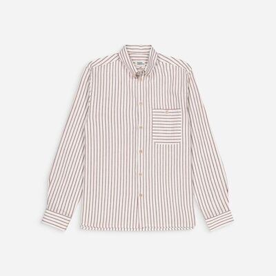Amalfi Shirt - Cotton / Linen Burgundy Stripes