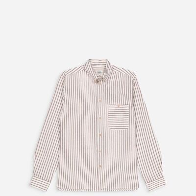 Amalfi Shirt - Cotton / Linen Burgundy Stripes