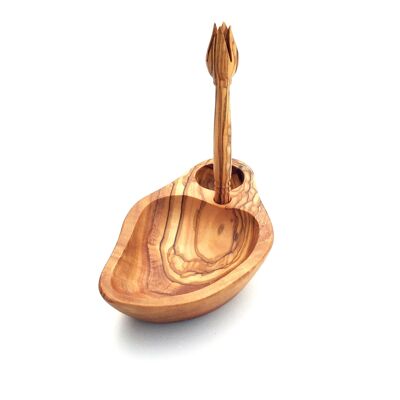 Olive bowl with olive picker handmade from olive wood (Kop