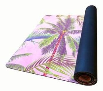 Tapis de yoga palmier rose