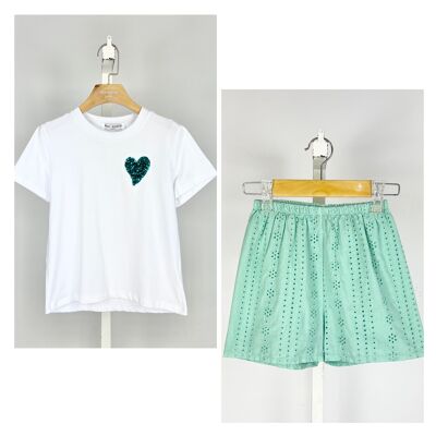 Girls' cotton t-shirt and shorts set