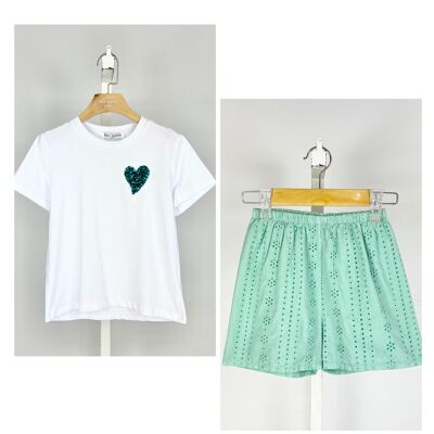 Girls' cotton t-shirt and shorts set