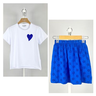 Girls' cotton t-shirt and skirt set