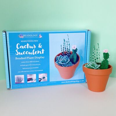 Beaded Flower Kit - Cactus Plant.  Craft kit for adults. A creative gift idea.
