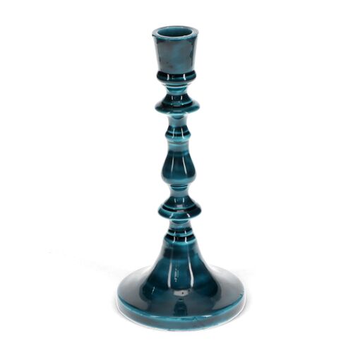 Enamel candlestick (19cm) - Blue