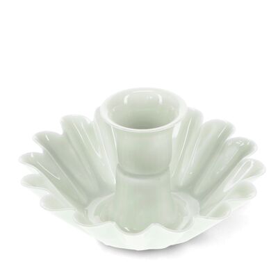 Enamel cupped flower candle holder - Light grey