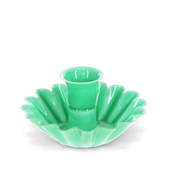 Bougeoir fleur en coupe en émail - Vert 2