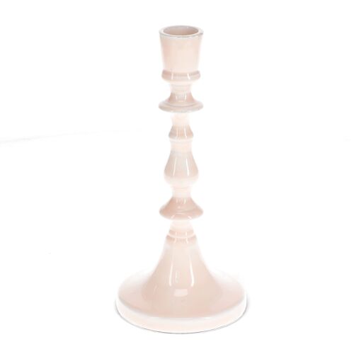 Enamel candlestick (19cm) - Pink