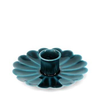 Bougeoir fleur plat en émail - Bleu 2