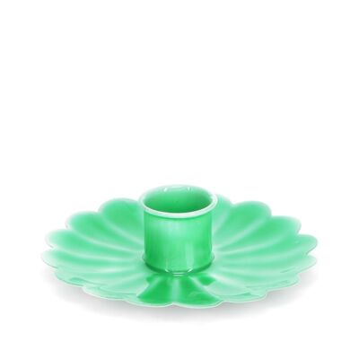 Enamel flat flower candle holder - Green