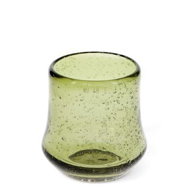 Bicchiere in vetro a bolle soffiato a mano - Verde oliva