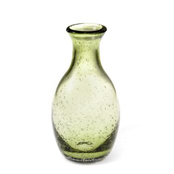 Vase en verre bullé soufflé à la main - Vert olive 2