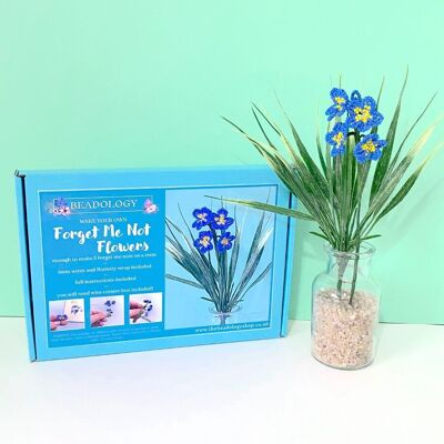 Beaded Flower Kit - Forget Me Nots. Craft kit for adults. A creative gift idea.