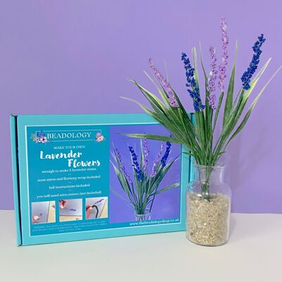 Beaded Flower Kit - Lavender. Craft kit for adults. A creative gift idea.