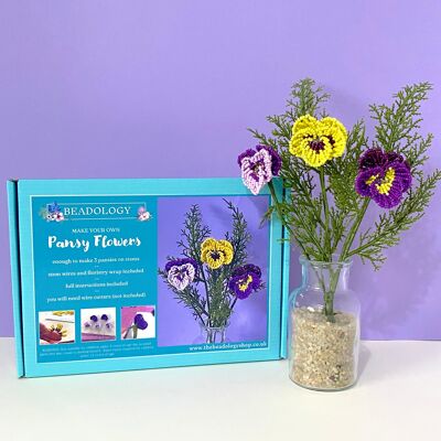 Beaded Flower Kit - Pansy. Craft kit for adults. A creative gift idea.