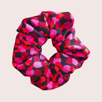 Chouchou ROSA / polyester imprimé pois rouge rose bordeaux