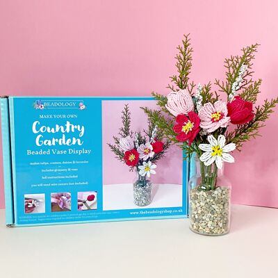 Beaded Flower Kit - Country Garden Bouquet Vase Craft Kit. Craft kit for adults. A creative gift idea.