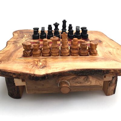 Schachspiel Schachtisch Gr. M handgemacht aus Olivenholz