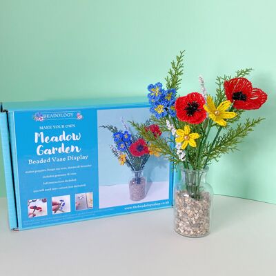 Beaded Flower Kit - Meadow Garden Vase Craft Kit. Craft kit for adults. A creative gift idea.