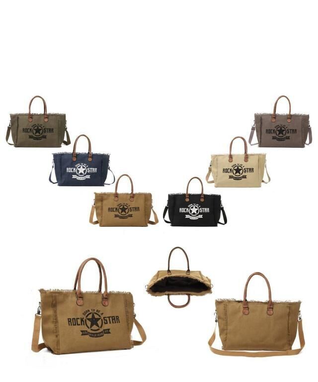 Borsa shopper in tela di grande capacità con design Rock Star