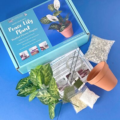 Beaded Flower Kit - Peace Lily Plant. Craft kit for adults.  A creative gift idea.