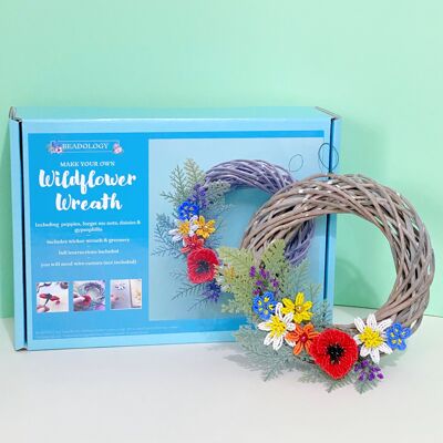 Beaded Flower Kit - Wildflowers Wreath. Craft kit for adults.  A creative gift idea.