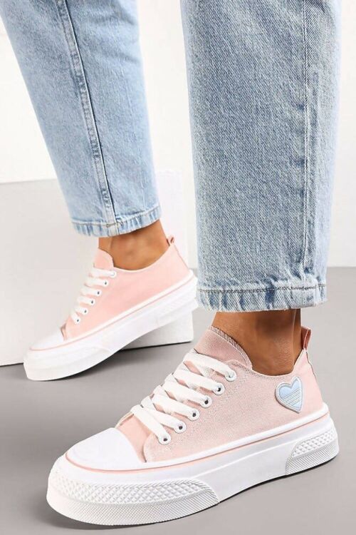 PINK CANVAS LACE UP TRAINERS