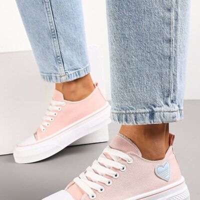 PINK CANVAS LACE UP TRAINERS