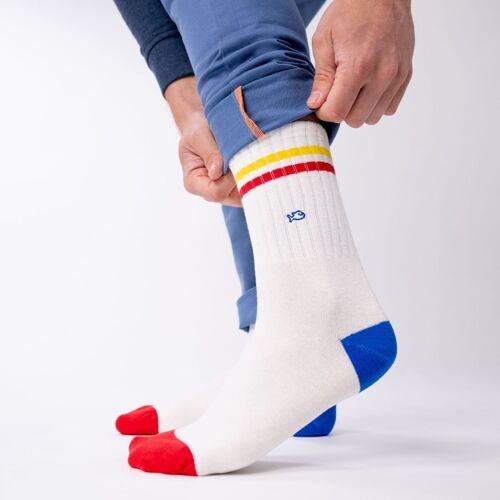 Chaussettes en coton peigné Retro - Jaune et rouge