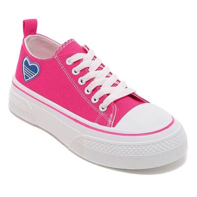 FUCHSIA CANVAS LACE UP TRAINERS