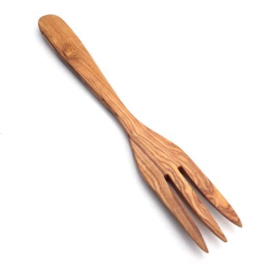 Tenedor de servir con 3 puntas plano 30 cm fabricado en madera de olivo