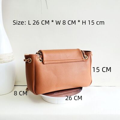 Trending Ladies soft PU  bag long metal chain and pu twisted strap with metal clasp Crossbody Bag shoulder messenger bag 8002