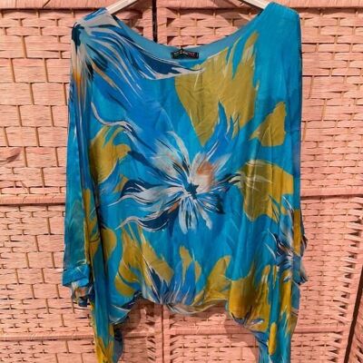 One Size Silk Blouse with Beautiful Print for Women