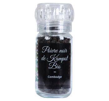 Pack 6 Poivre noir de Kampot - IGP - Biologique - Premium - en grains - 45g - Moulin 1