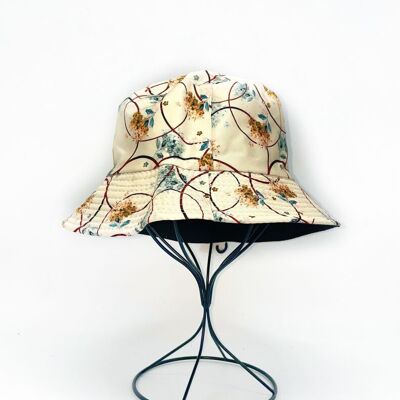 Reversible geometric and flower print bucket hat