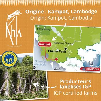 Pack 6 Poivre blanc de Kampot - IGP - Biologique - Premium - en grains - 45g - Moulin 5