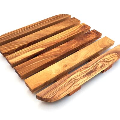 Dessous de plat 20 x 20 cm carré arrondi en bois d'olivier