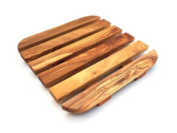 Dessous de plat 20 x 20 cm carré arrondi en bois d'olivier 1