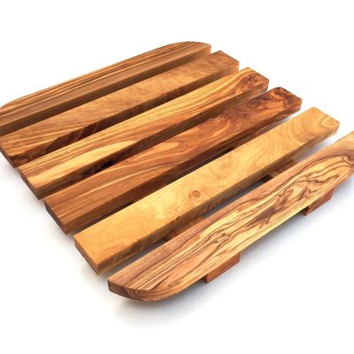 Dessous de plat 20 x 20 cm carré arrondi en bois d'olivier
