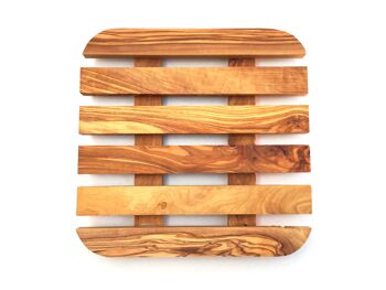 Dessous de plat 20 x 20 cm carré arrondi en bois d'olivier 2