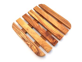 Dessous de plat 20 x 20 cm carré arrondi en bois d'olivier 3