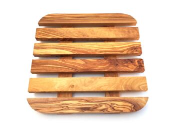Dessous de plat 20 x 20 cm carré arrondi en bois d'olivier 4