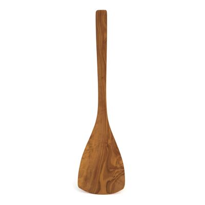 Espátula volteadora L. 35 cm fino y ligero de madera de olivo.