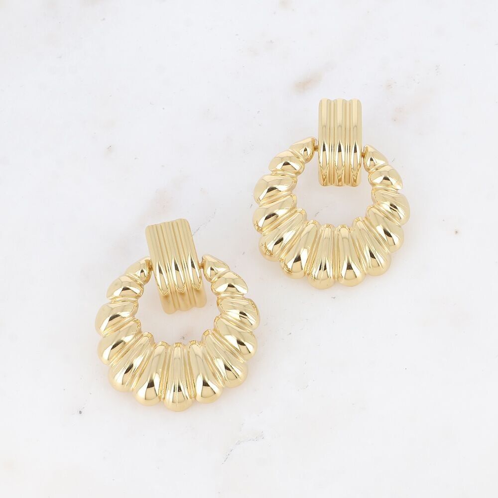 Ohrhänger – geriffelter Stab und gedrehter runder Ring